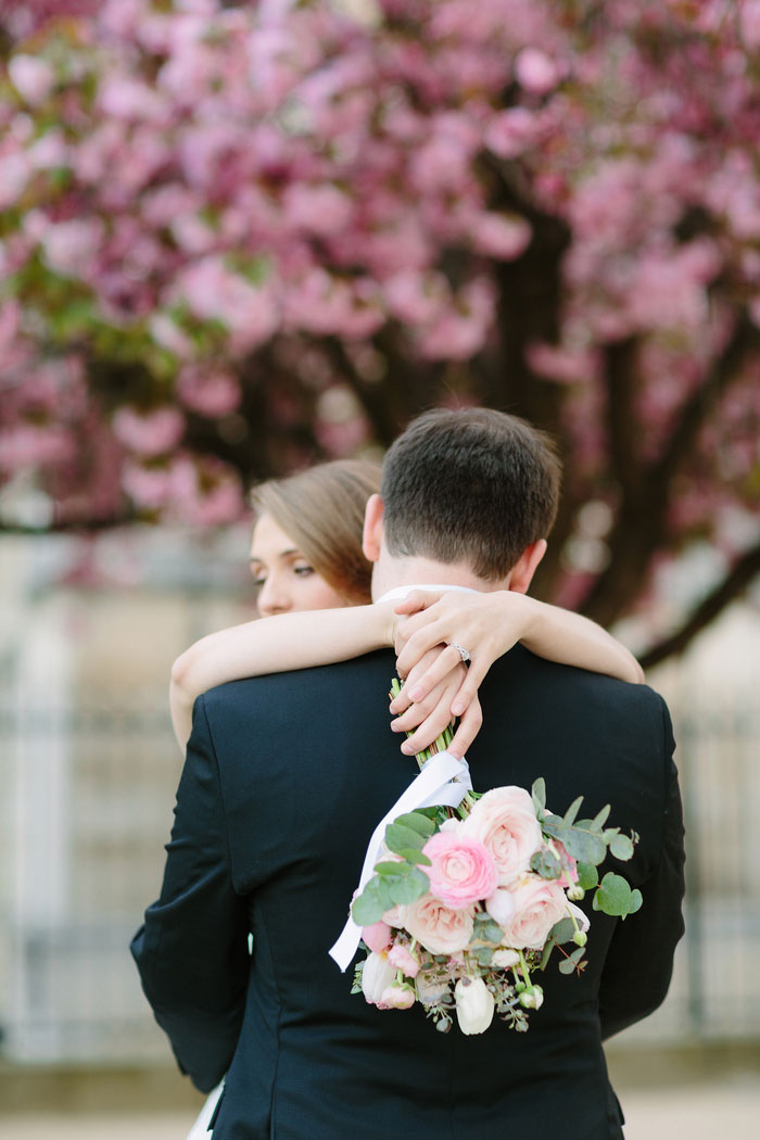 bride embracing groom