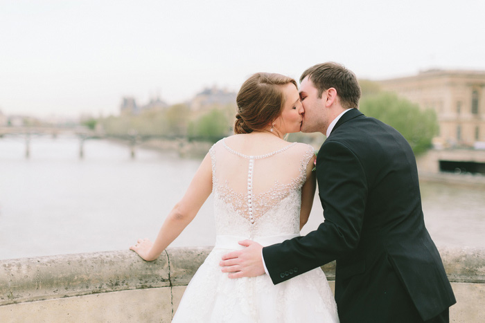 bride and groom kissing