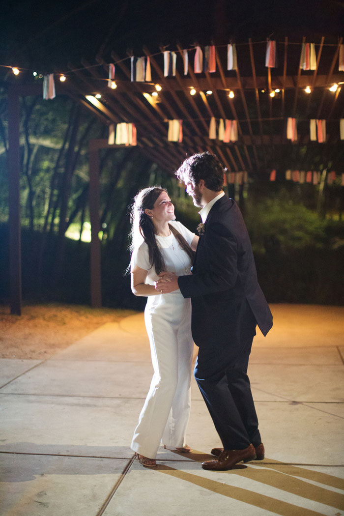 bride and groom dancing at reception