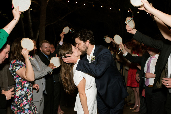 bride and groom kissing