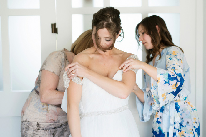 bride getting dressed