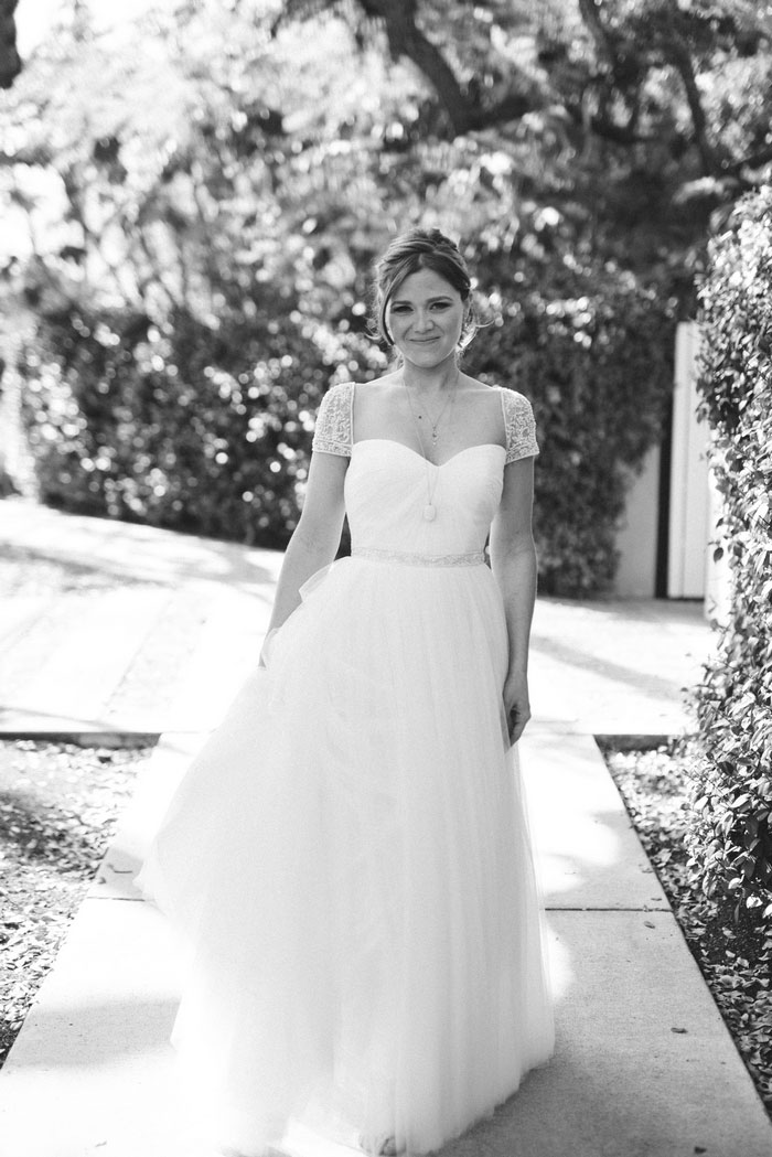 black and white bride portrait