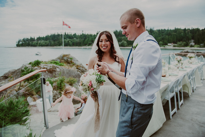 bride and groom at reception