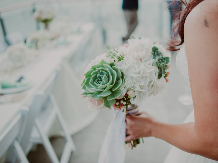 succulent and peony wedding bouquet