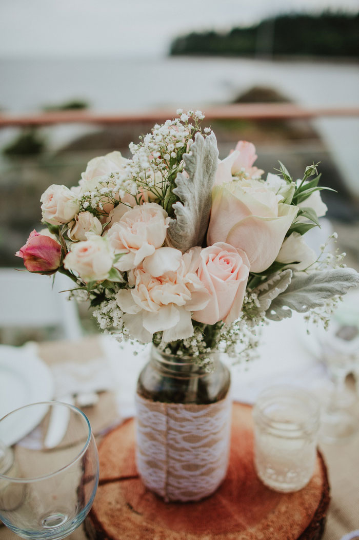 rustic rose centrepiece