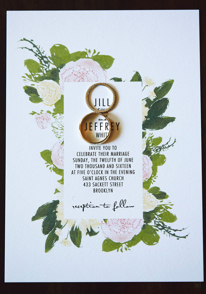 wedding rings on invitation