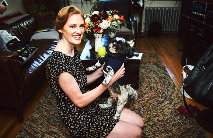 bride dressing up dog