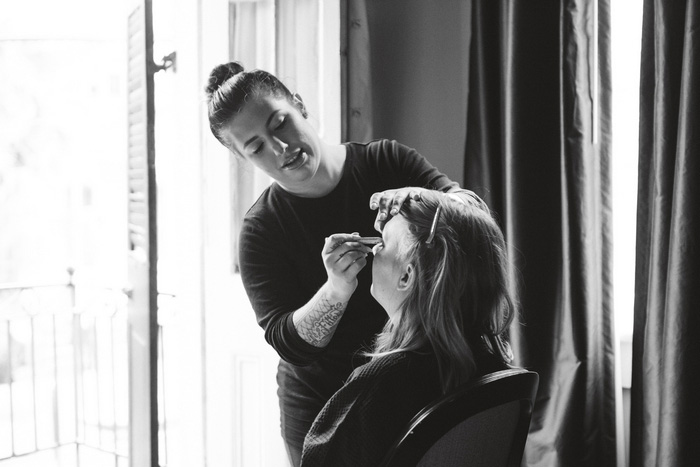 bride getting make-up done