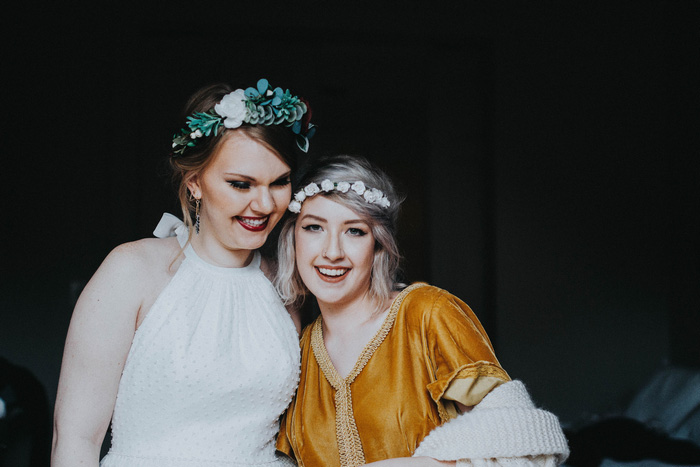 portrait of bride and bridesmaid