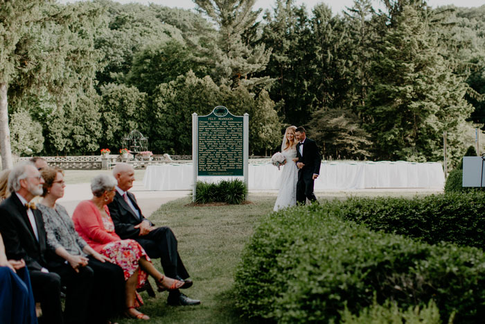 bride about to walk up the aisle