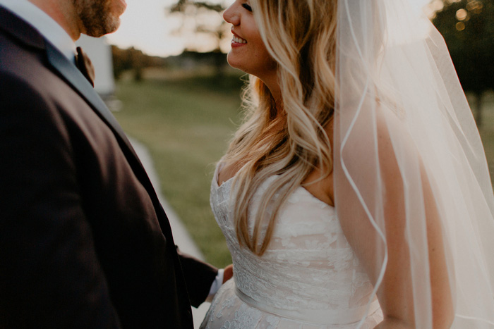 close-up bride and groom portrait