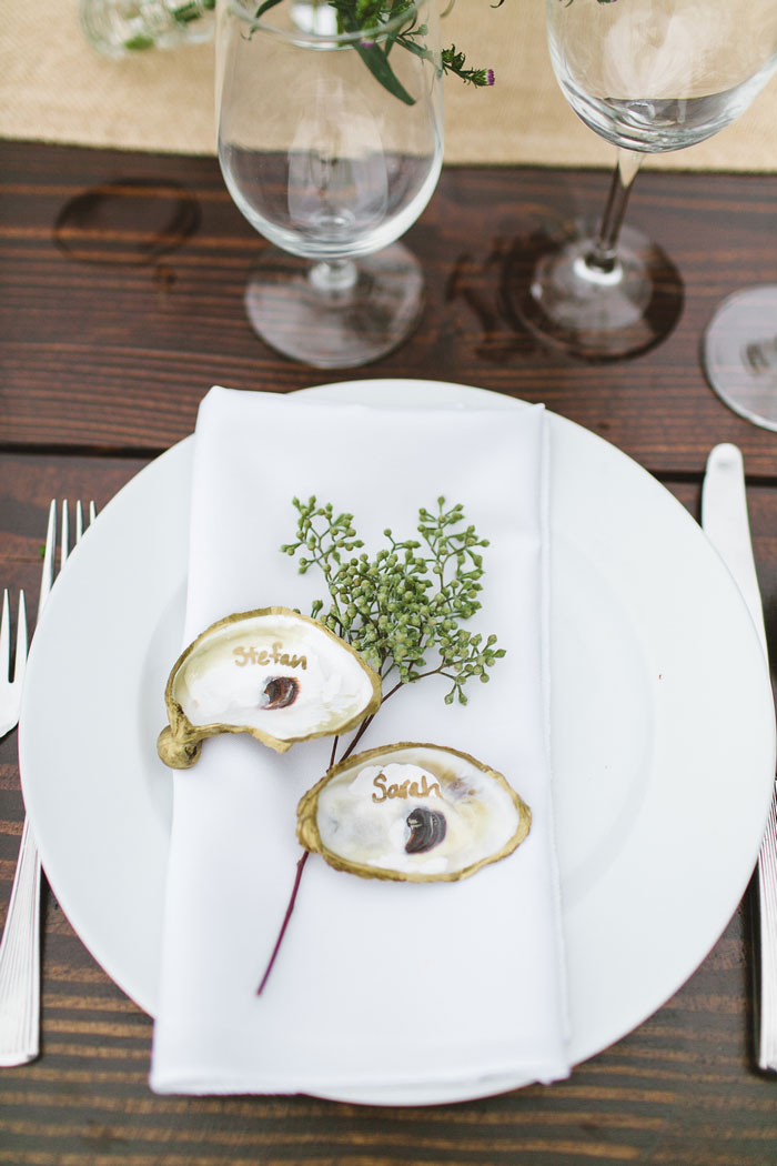 oyster shell place cards