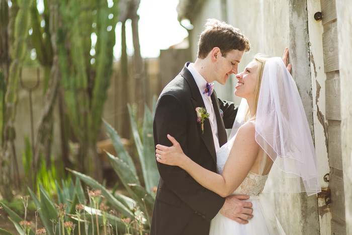 bride and groom portrait on the beach