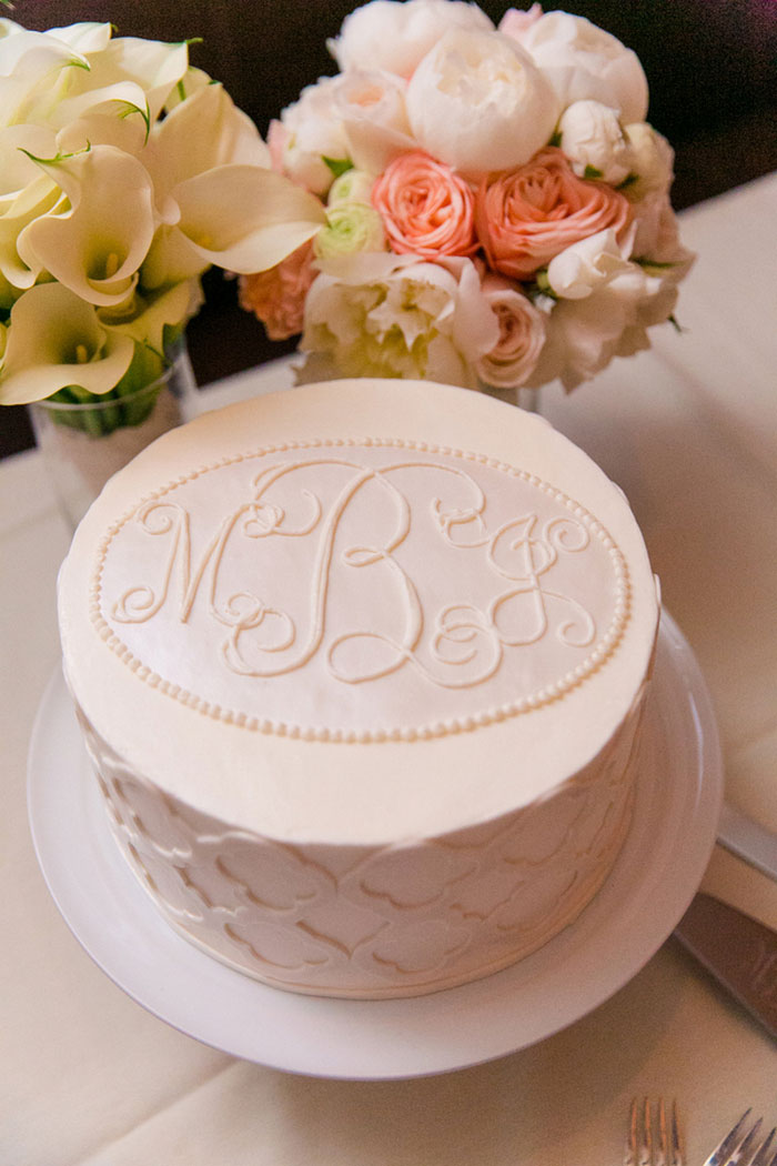 monogrammed wedding cake