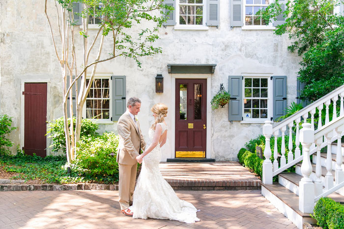 bride and groom first look