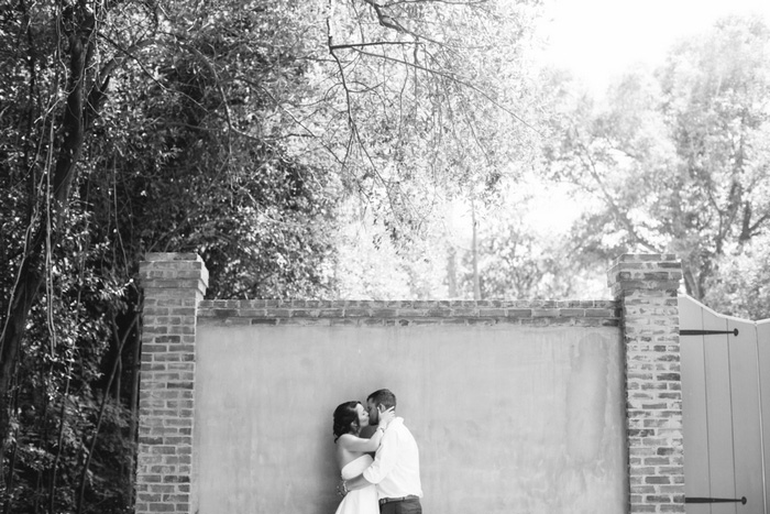 bride and groom kissing