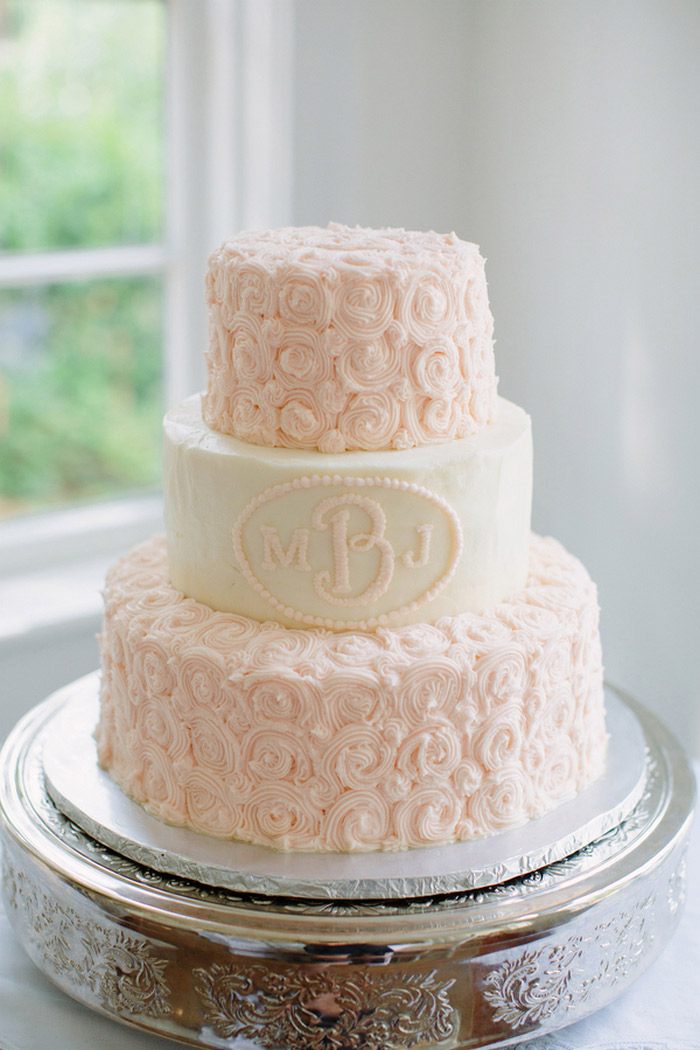 3 tier pink ruffle wedding cake