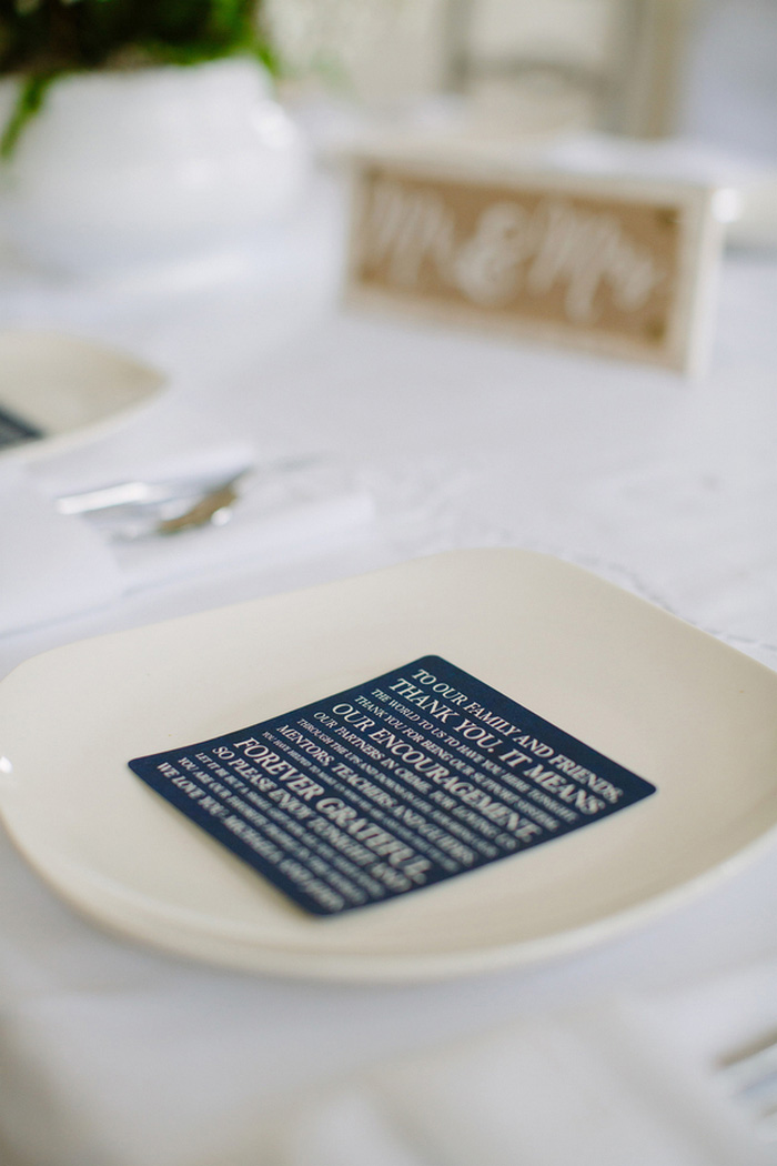 wedding thank you note on plate