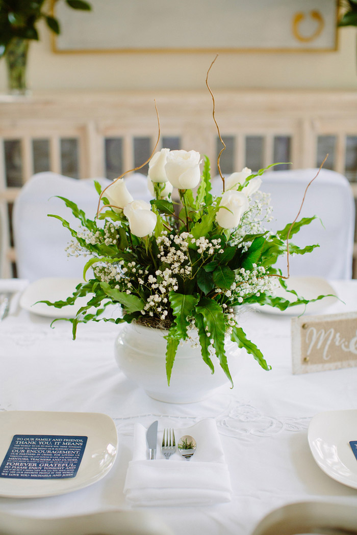 white tulip centrepiece