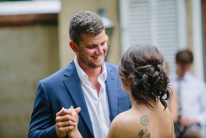 bride and groom dancing