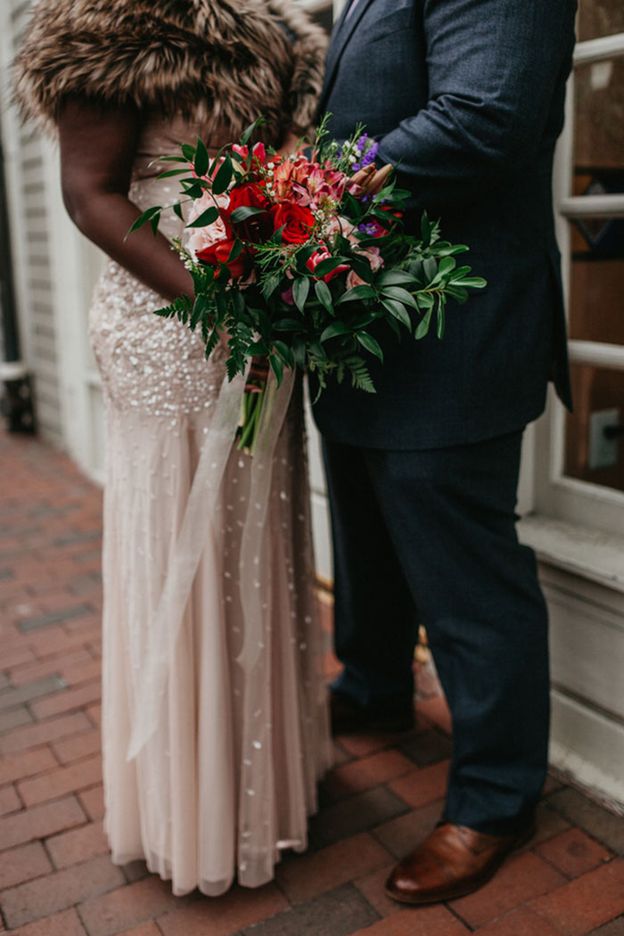 close-up of wedding bouquet