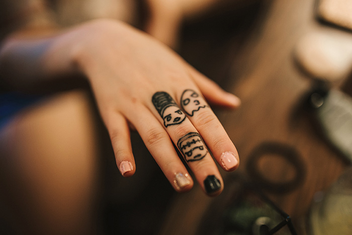 bride's tattooed hand