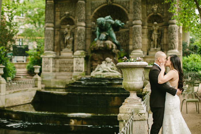 bride and groom kissing