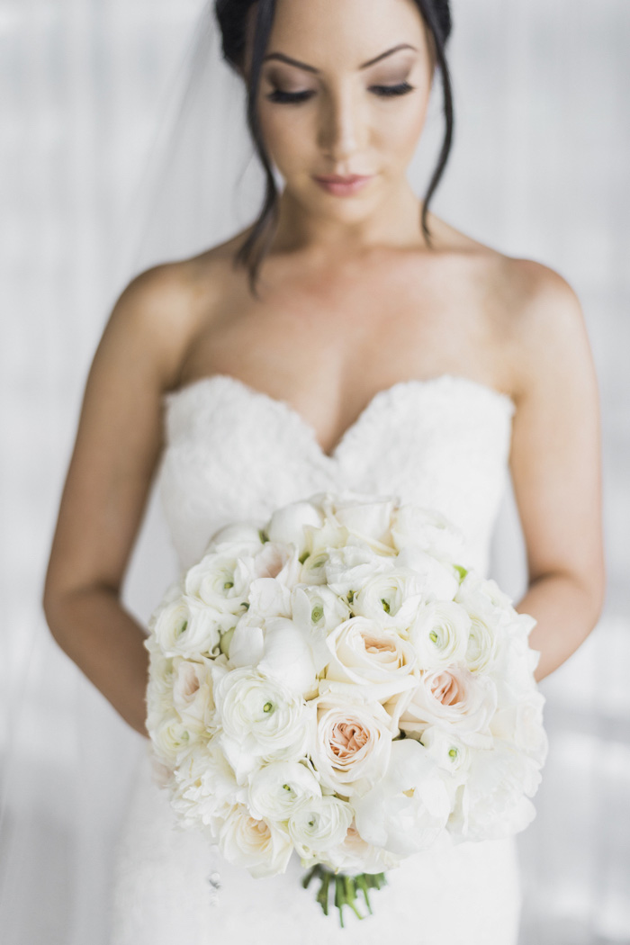 white rose wedding bouquet