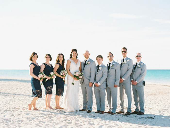 wedding party portrait on the beach