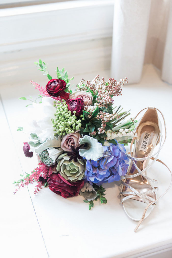 wedding bouquet and shoe