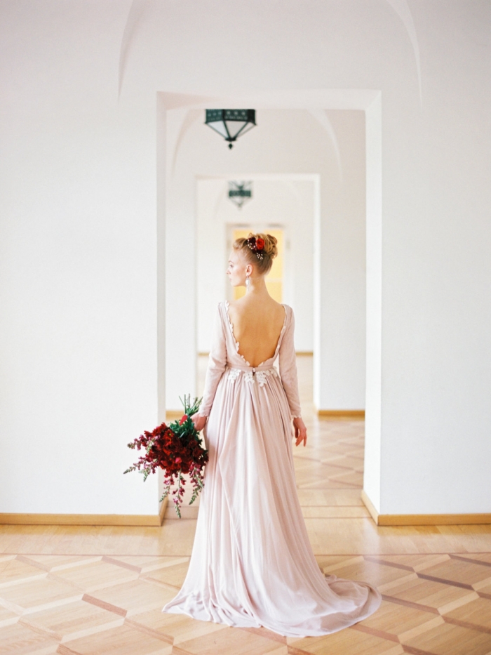 open back winter wedding dress