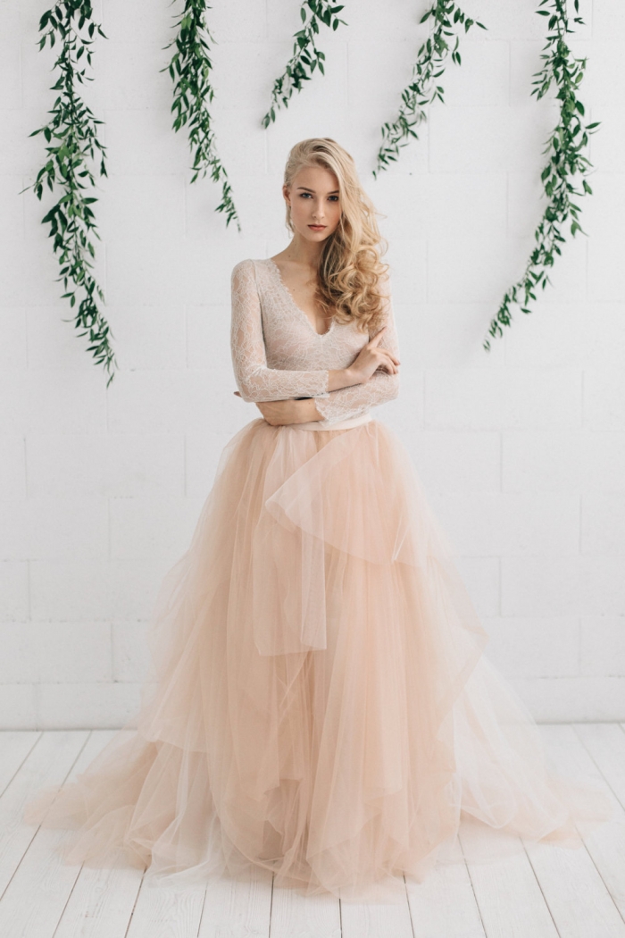 blush wedding dress