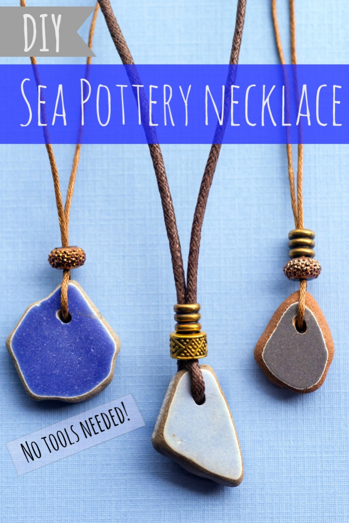 Diy Sea Pottery Necklace With Adjustable Sliding Cord