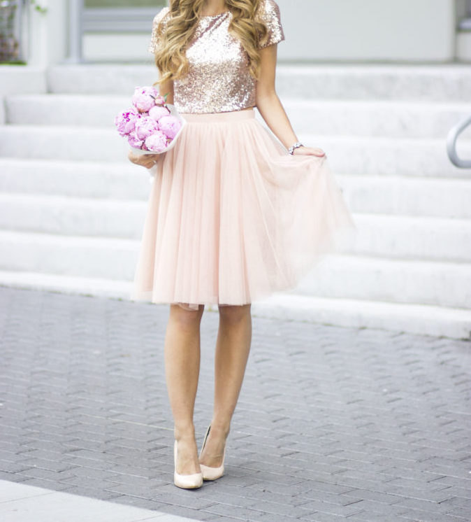 bridesmaid crop top and skirt