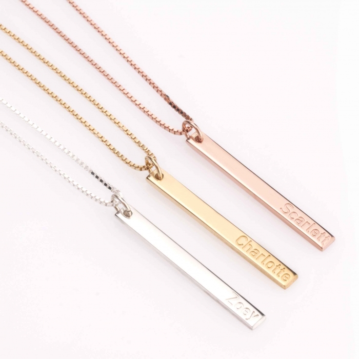 personalized pendants bar necklace