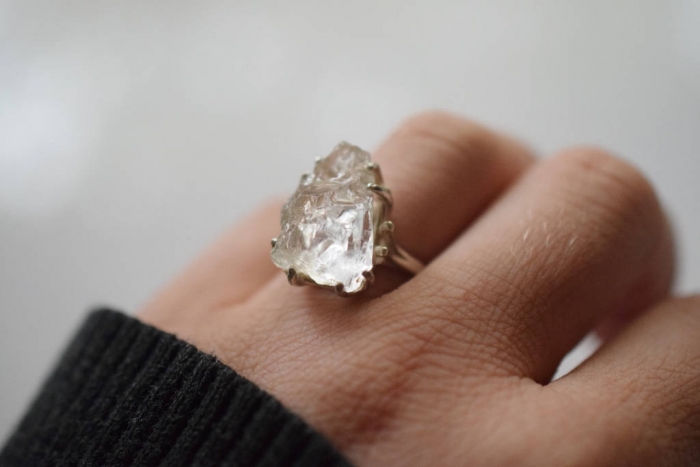 Sliced Raw Diamond Disc Ring | Cocktail Ring | Uncommon Goods