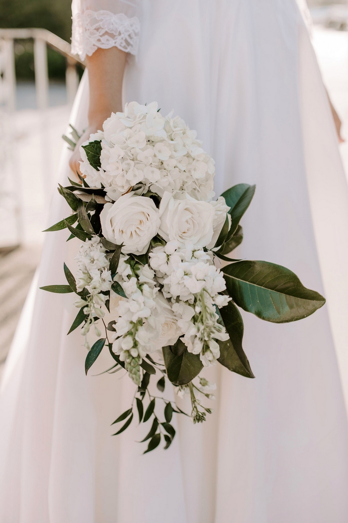 all-white classic wedding bouquet 