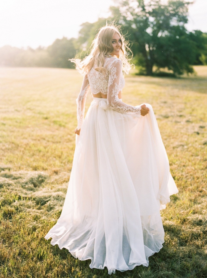 wedding dress with separate train