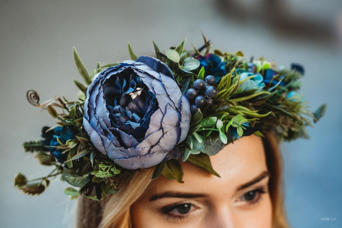 blue flower crown etsy bridal 