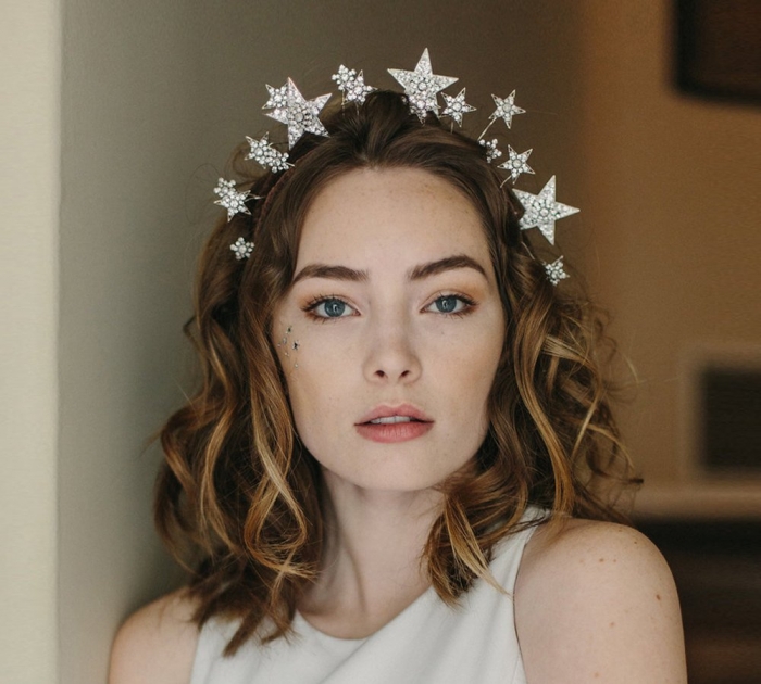 celestial bridal headpiece boho