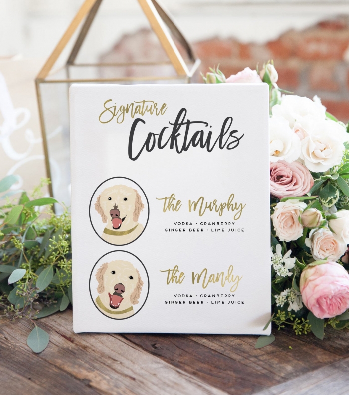 signature pet cocktail wedding reception sign decor etsy 