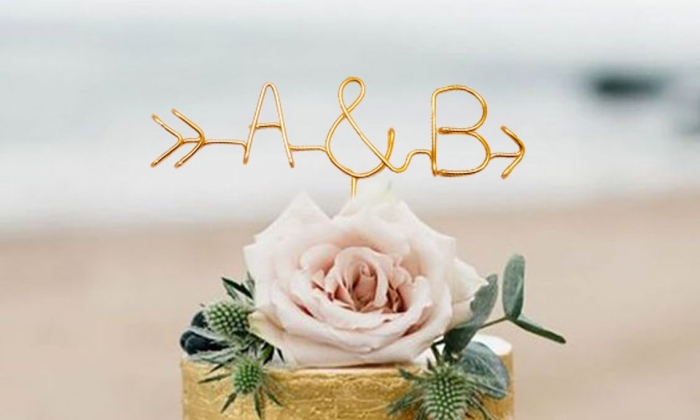 initial wedding cake topper