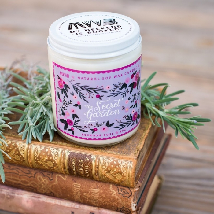 my weekend is booked secret garden natural soy candle bridesmaid gift