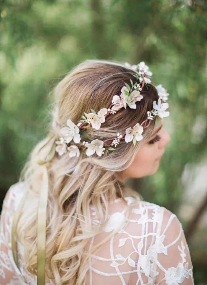 fake flower crown wedding 