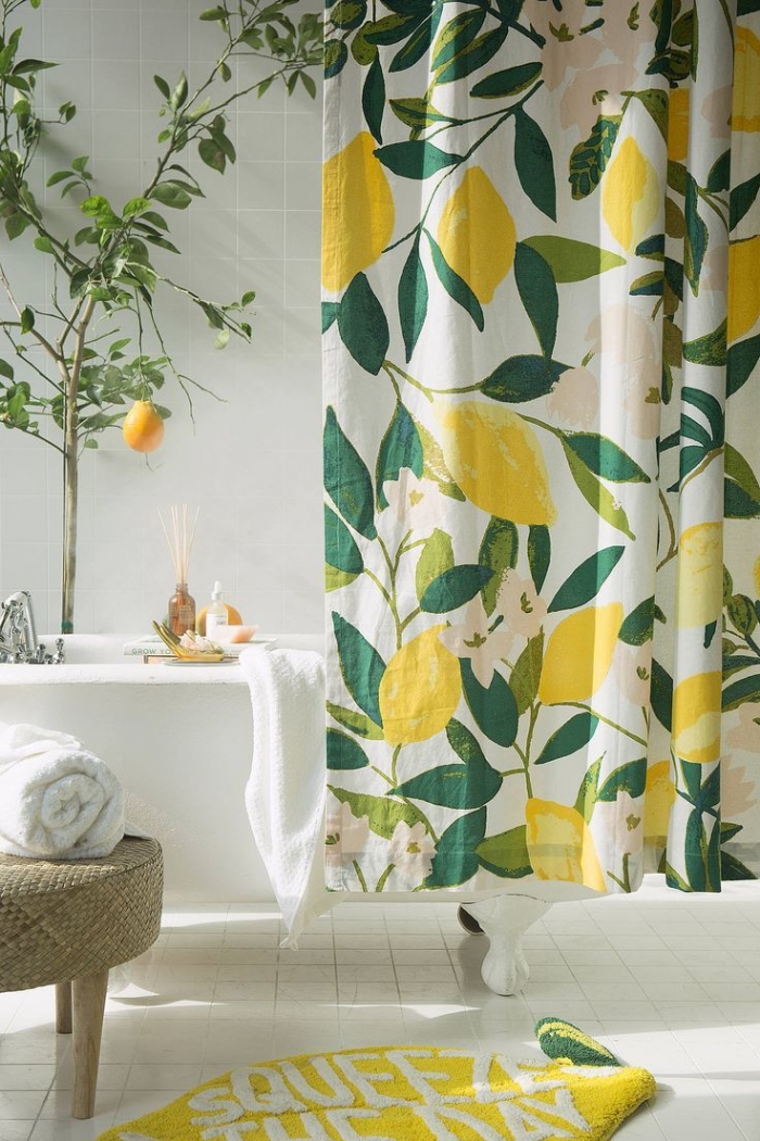 lemon shower curtain urban outfitters 