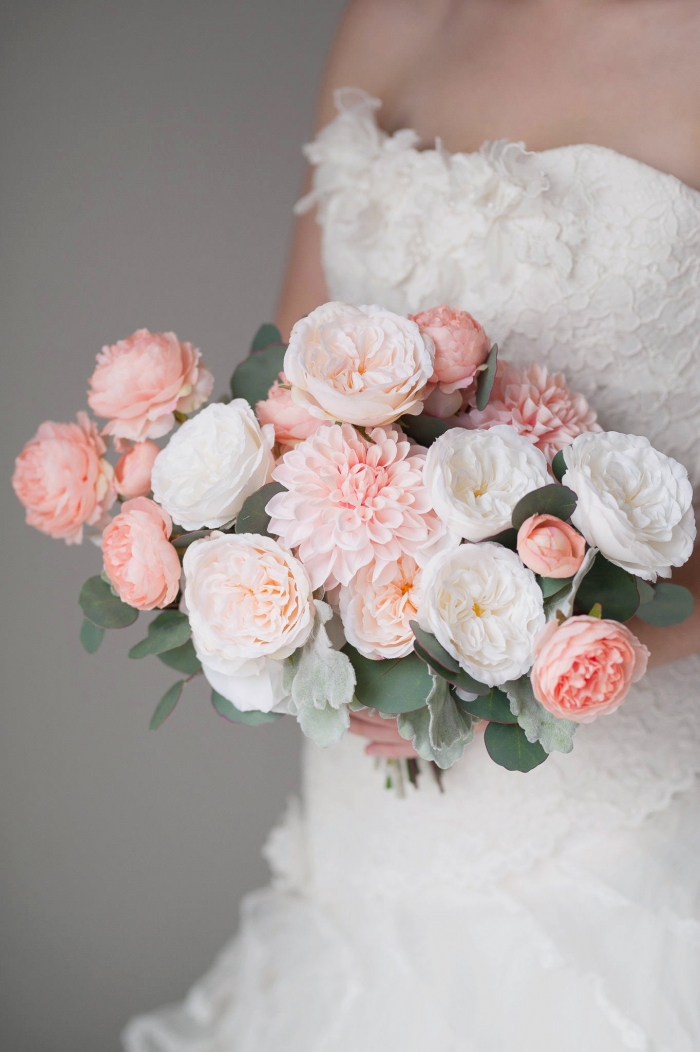 blush and white bridal bouquet 