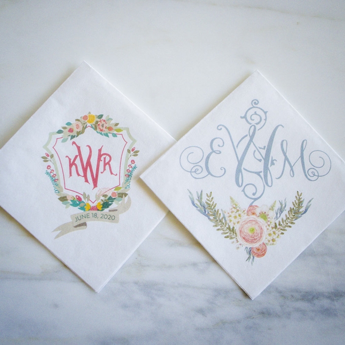 custom wedding napkins monogrammed 