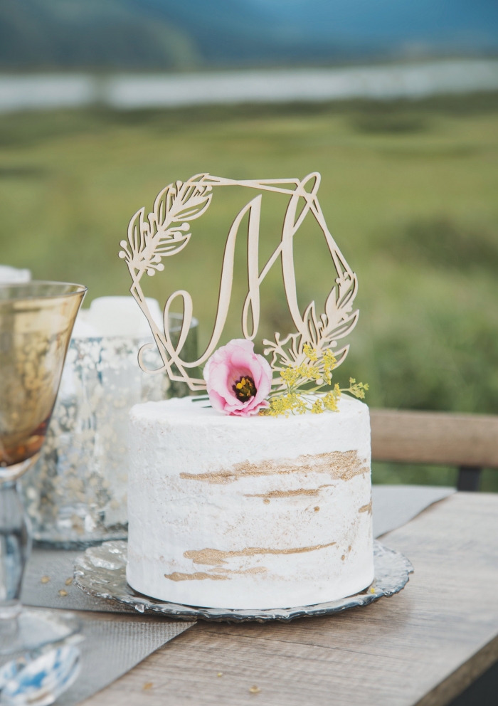 intimate weddings wooden wedding cake topper 
