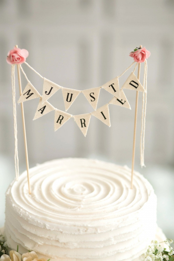 bunting wedding cake topper just married etsy 
