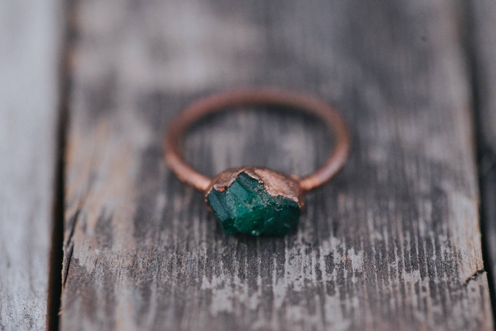emerald engagement ring copper